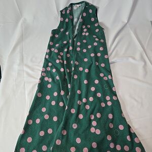 Lularoe Duster Vest Womens XS Green Pink Polka Dot Whimsical Grandma Clowncore
